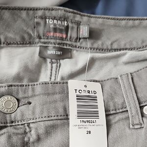 torrid Gray Super Soft Crop Boyfriend Jeans with Tag
